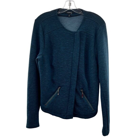 Torrid Women's Full Zip Teal/Black Jacket Zip Pockets Size Large Space Dye - Picture 1 of 8